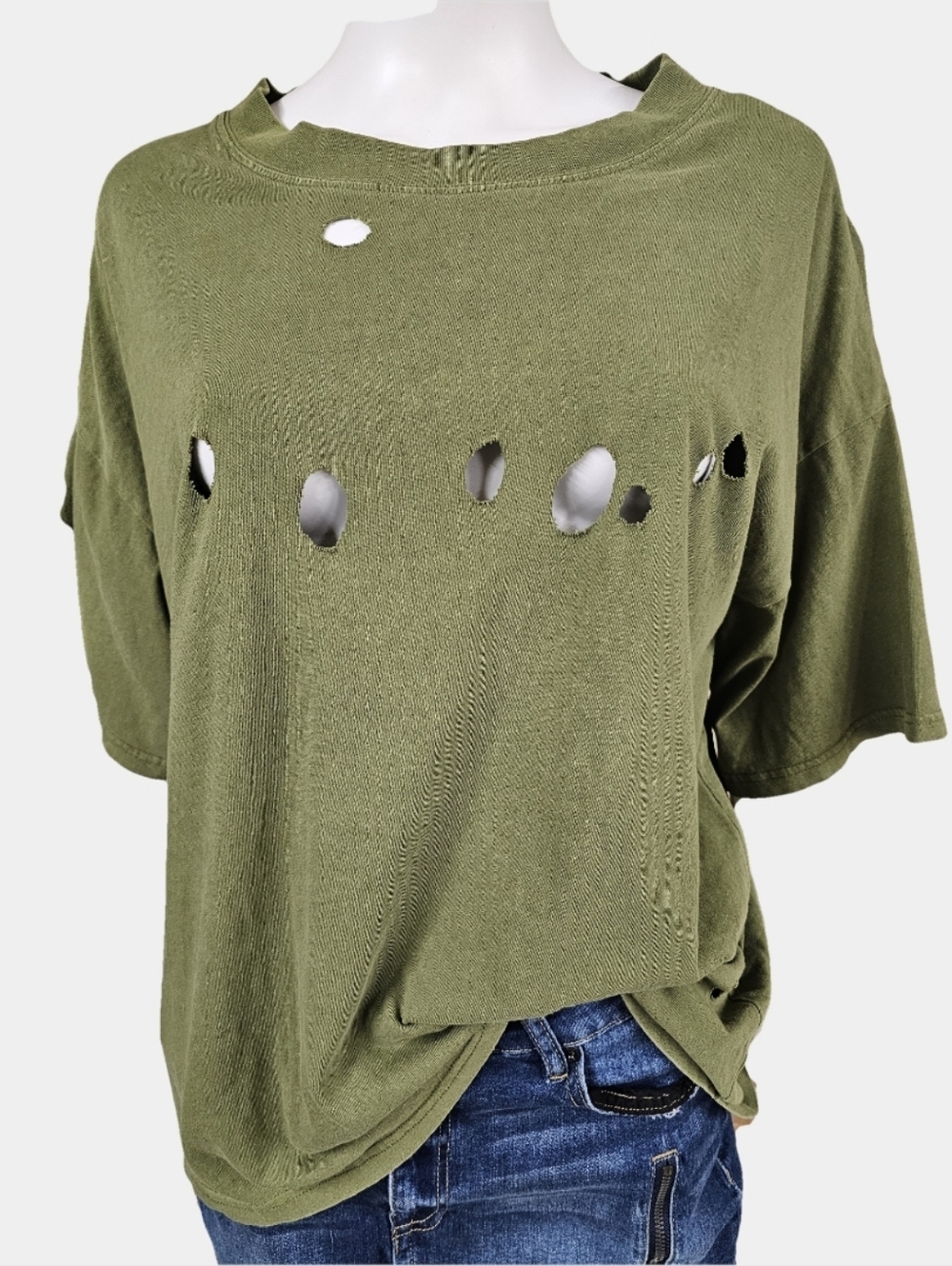 Forever 21 Crew Neck Short Sleeve Olive Green Tee Size XL